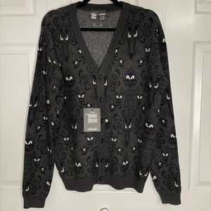 Disney x Cakeworthy Haunted Mansion Charcoal Gray Wallpaper V-Neck Cardigan